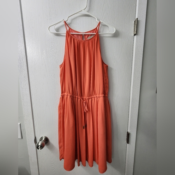 Banana Republic salmon halter dress with pockets size 8 - Picture 3 of 5